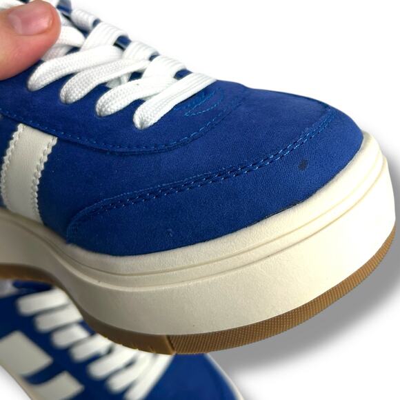 NEW Madden Girl Blue Sneakers Size 6 Lace Up Low Top Platform Faux Suede Skater - Picture 6 of 10